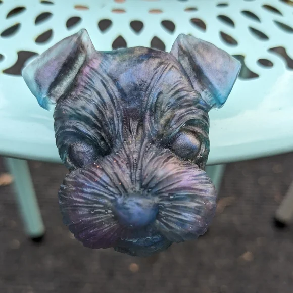 Schnauzer Dog Magnet Handmade Resin Blue Art Unique Pet Gift Kawaii Metallic - Picture 5 of 6